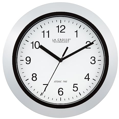 La Crosse Technology WT-3102S Atomic Analog Wall Clock, 10, Silver