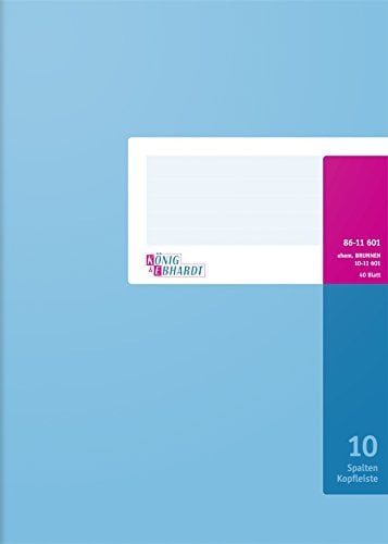 König & Ebhardt König und Ebhardt König & Ebhardt 8611601 Geschäftsbuch / Spaltenbuch (A4, mit Kopfleiste 10 Spalten, 32 Zeilen, 80g/m², 40 Blatt Drahtheftung), Magenta