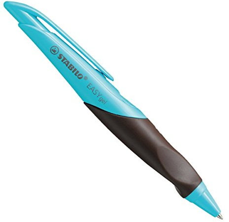 STABILO Ergonomischer Gelschreiber mit Druckmechanik für Linkshänder - EASYgel in türkis/braun