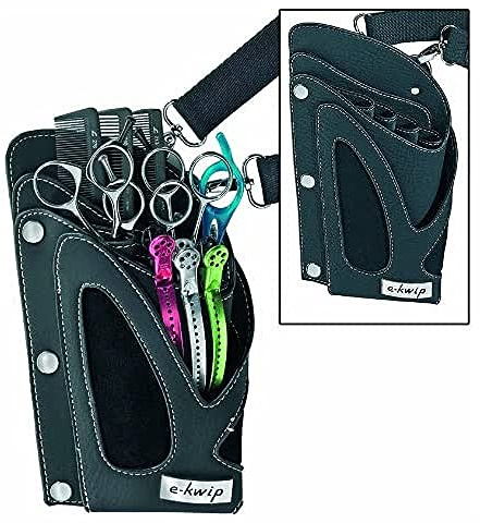 E-Kwip Tokyo Werkzeugtasche - Friseur Gürteltasche für Scheren & Werkzeuge - Pflegeleichte Werkzeugtasche aus Kunstleder in schwarz