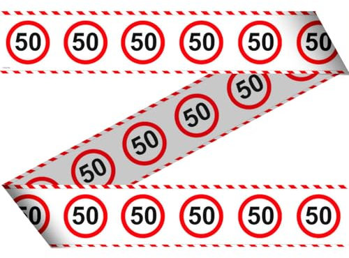 Absperrband 50. Geburtstag Jubiläum Warnband Verkehrsschild 15m Dekorationsidee