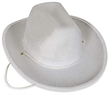 Samt Cowboy, sortierte Farben, Western, Saloon, Cowboy, Partyhut (weiß, 58)