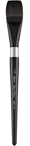 Silver Brush Limited Black Velvet Square Wash Brush, Size 1-1/4 in | Gouache, Inks, Dyes, Short Handle, Fine Point Bristle, Soft Synthetic and Squirrel Mix, Maximum Paint Absorbency