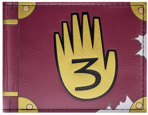 Gravity Falls Mystery Shack Journal Secret 3 Portefeuille Bi-Fold ID & Porte-Cartes, Marron
