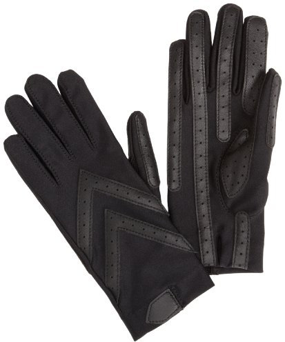 isotoner Damen Spandex Shortie Touchscreen Handschuhe, Schwarz – ohne Smartdri, Small-Medium