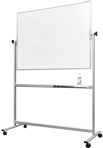 magnetoplan 1240689 Whiteboard mit Fahrgestell, speziallackierte Oberfläche, komplett mit Ablageschale für Marker und Zubehör,1800 x 1200 mm