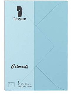 Rössler 220720517 - Coloretti Briefumschläge, 80 g/m², DIN B6, himmelblau, 5 Stück