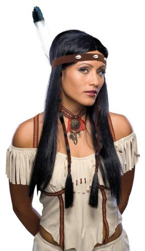 NET TOYS Indianerin Perücke schwarz Damen Indianerperücke, Damenperücke Frauenperücke, Einheitsgröße, Kunsthaar