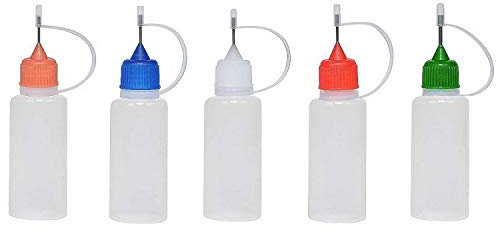 5 x 10ml Needle Tip Bottle Squeezable Liquid Dropper E-Liquid (Multi Coloured)