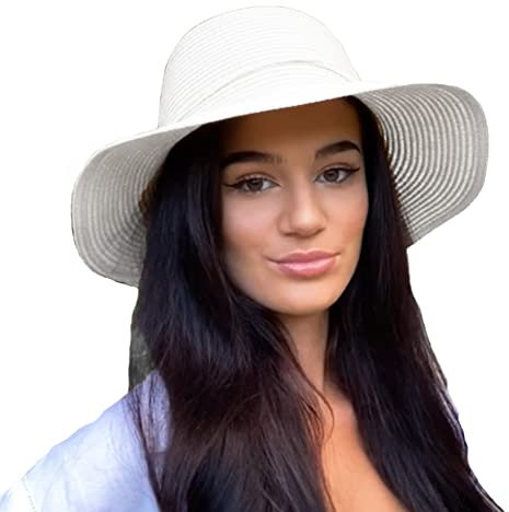 TOSKATOK Chapeau de Soleil d'été Pliable pour Femme-Taille Unique-Blanc
