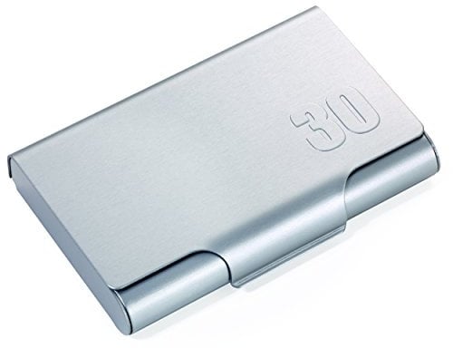 TROIKA JUMBO 30 KARTENETUI- CDC78/TI - Vistenkartenetui, 30 - Prägung auf Deckel - für ca. 30 Karten - Aluminium - titanfarben - das Original von TROIKA