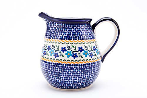 Bunzlauer Keramik 1,45 Liter Keramik Krug Kanne, Karaffe – bauchige Form, klassisches Design, handbemalt, Steinzeug (Dekor 1154a)