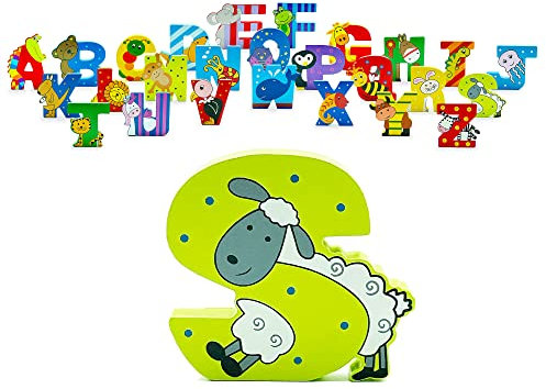 Wooden Letters by Orange Tree Toys, Letter S for Sheep - Alphabet Animal Letters for Personalised Baby Name, Toy Box, Door, Wall Decorations - Animals Nursery Decor, Boys Girls Bedroom Accessories