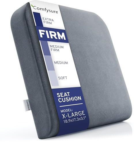 ComfySure Extra großes Sitzkissen aus Memory-Schaum, für Liegestuhl, Rollstuhl, Bürostuhl, Stadion, Bleicher, Auto, Boden, Terrassenmöbel, bariatrische Übergewichtige Nutzer, 48,3 x 43,2 x 7,6 cm