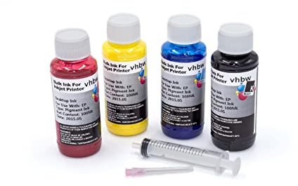vhbw 4X Nachfülltinte kompatibel mit Epson Expression Premium XP-600 Drucker - Refillset Cyan, Magenta, Yellow, Schwarz, Pigmentiert, 100ml