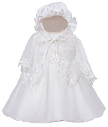 Cinda Mädchen Taufkleid mit Mütze und Cape Elfenbein 80-86