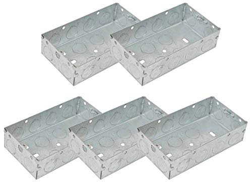 5 x Double Metal Back Box 35mm Flush Wall Pattress / 2 Gang Electrical Sockets
