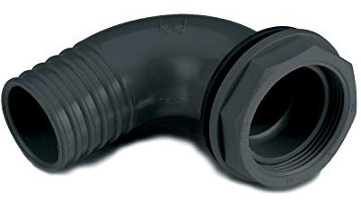 3P Technik Filtersysteme Überlaufbogen 1 1/4' mit Kontermutter für Regentonne, Regenwassertonne und Regenwassertank