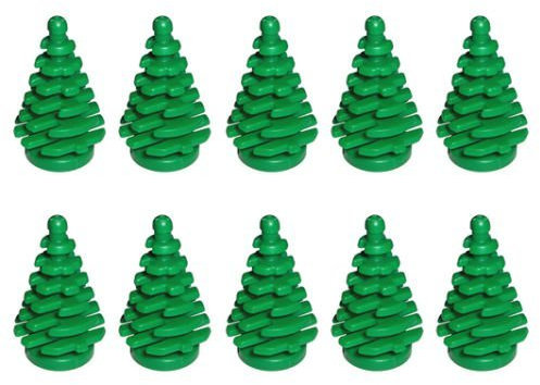 LEGO NEW 10 pcs Age 3+ GREEN PINE TREE SMALL 2x2x4 Plant Christmas City Town Building Forest Greenery Foliage Train Pack set boy girl part piece