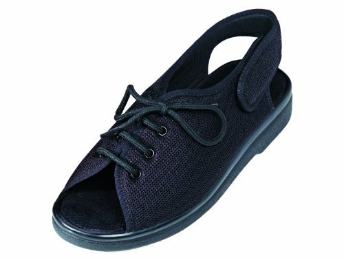 Promed Herren TheraLight-2-S Verbandschuhe mit Klettverschluss, Hausschu, austauschbare Sohle, waschbar, Schwarz, 47 EU