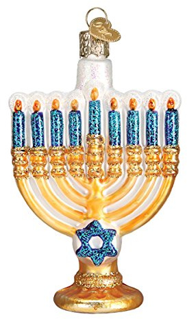 Old World Christmas Hanukkah Menorah Glass Blown Ornament for Christmas Tree, Handcrafted Holiday Decoration, Holiday Collection