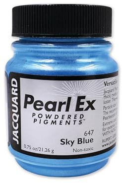 Jacquard Pearl Ex Pigment Powder 0.75 oz Sky Blue - Loose Mica Powder for Epoxy Resin, Watercolors, Calligraphy Ink & Clay - Epoxy Pigment Powder - Epoxy Resin Color
