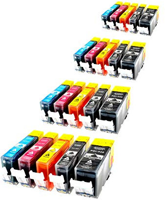 20er Set Druckerpatronen incl. Chips für Canon PIXMA 20ml & farbig 10ml, kompatibel zu PGI-520bk / CLI-521bk / CLI-521c / CLI-521m / CLI-521y