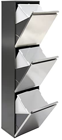 Arregui Vario CR305 Cubo de Basura y Reciclaje de Acero Inoxidable de 3 Compartimentos | 3x16L (48L) | Cubos de Basura de Cocina | Contenedores de Reciclaje para Casa | Exterior o Interior