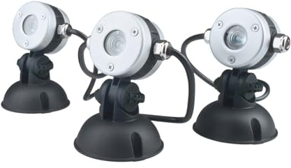 Oase 50512 LunAqua Mini LED - 3 kleine Außenlichter zur Unterwasserbeleuchtung und Gartenbeleuchtung mit neutralweißen Lichtakzenten energiesparend für Gartenteich, Fischteich, Pool, Außenbereich