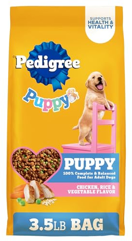 Pedigree Dry Puppy Food, Puppy Dry Food with Chicken, Rice, and Vegetable Flavor, 3.5 lb. Bag