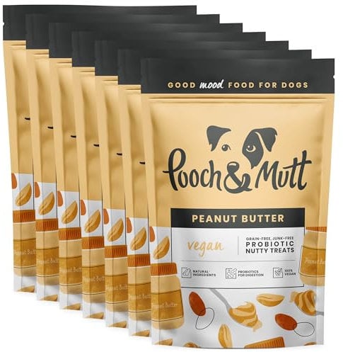 Pooch & Mutt - Vegan Nutty Dog Treats (Grain Free), Peanut Butter, Pack of 7x120g