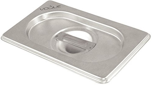 Vogue Stainless Steel 2/1 Gastronorm Lid, Silver, GN 2/1 Double Size Gastronorm Pan Lid, Compatible with all Vogue 2/1 Sized Gastronorm Trays, Size: 30(H)x650(W)mm, Centre Handle, K939