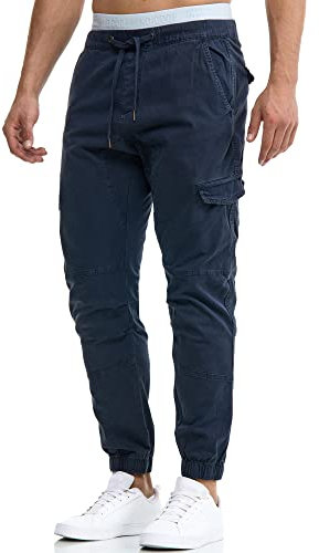 Indicode Herren Levy Cargohose aus Baumwolle mit 6 Taschen | Cargo Chino Hose Männer Navy, XXL