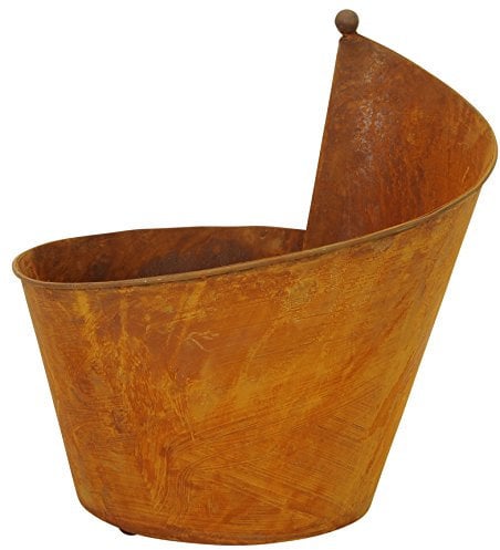dekorative ausgefallene Metall-Pflanzschale, Rostoptik, für Kräuter & Sommerblüher, ca. 32 x 35 cm, Braun, Outdoor