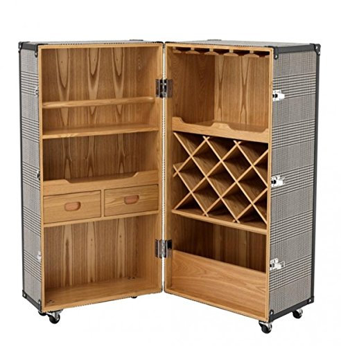 Casa Padrino Luxus Bar Schrank im Vintage Koffer Design Schwarz/Weiß - Kommode - Art Deco Barock Jugendstil Kofferschrank - Luxus Hotel Bar Trolley