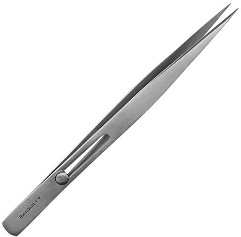 May Technische Pinzette Feststellpinzette Schieberegler 15,5 cm Edelstahl | Robuste Pinzette mit variablem Schieberegler zum Festhalten von Bauteilen im Hobby