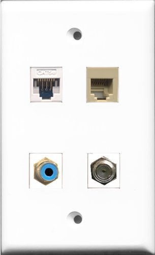 RiteAV Koaxialkabel, 1 Anschluss, RJ11, RJ12, Beige, 1 Anschluss, Cat5e, Ethernet, Weiß
