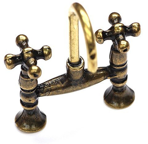 MyTinyWorld Dolls House Miniature Antique Brass Traditional Mixer Tap