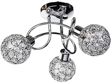 firstchoicelighting Modern 3 Way Flush Silver Chrome Metal Ball Ceiling Light Fitting