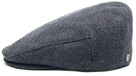 Brixton - Hooligan Hat in Grau Fischgrätmuster, Medium, Grey Herringbone Twill