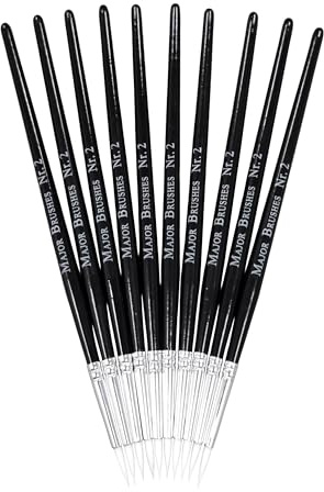 Major Brushes Sable Substitute Size 2 Paint Brushes - Pack of 10