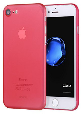 doupi UltraSlim Hülle kompatibel für iPhone SE (2022) / iPhone 8/7 (4,7 Zoll), Ultra Dünn Fein Matt Oberfläche Handyhülle Cover Bumper Schutz Schale Hard Case Design Schutzhülle, rot