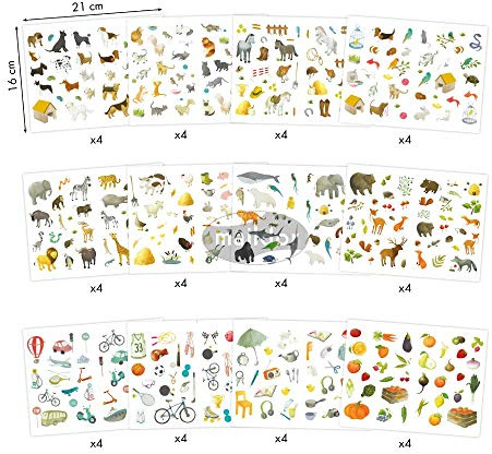 MY MANDARINE AE017O - Mega Packung Mimi Stick, 48 Stickerbogen 21x16cm (1692 Stickers), 12 Themen sortiert, 1 Pack