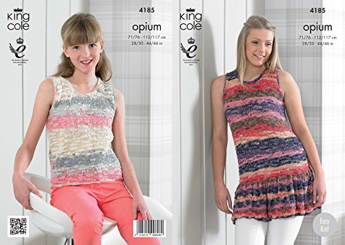 King Cole 4185 Knitting Pattern Summer Tops with and Without Frill to Knit in Opium Palette