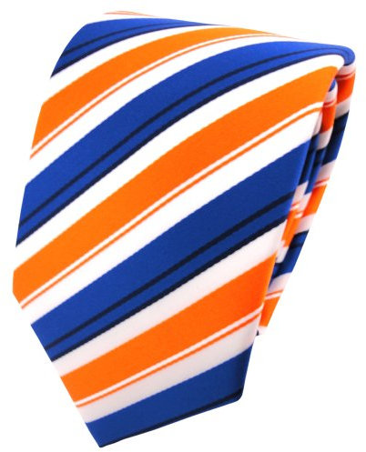 TigerTie Designer Krawatte in orange blau schwarz weiß gestreift