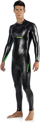 Cressi Triton Man All In One Swim Wetsuit 1.5mm - Neopren 1.5 mm High Density Glide Skin Einteiliger Schwimm-Neoprenanzug, Schwarz/Fluogrün, S, Herren