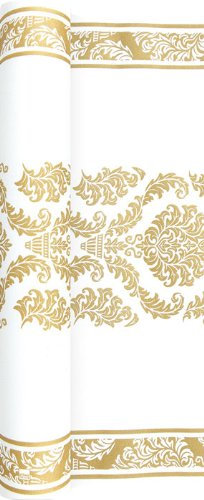 Tischläufer Rolle Muster Gold / Airlaid / Tischband für Party / Geburtstag / Goldene Hochzeit 40cm x 4,90m