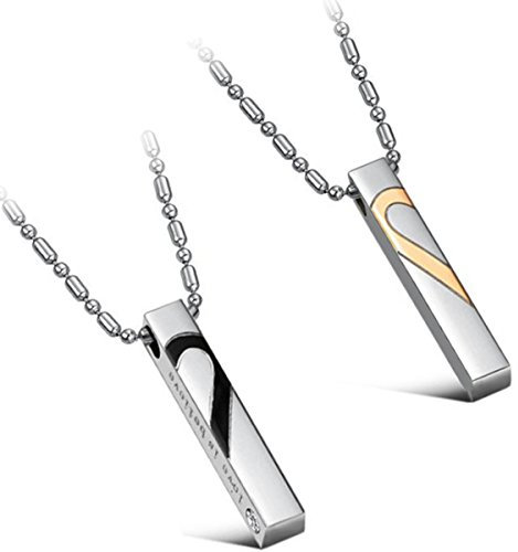 Flongo Partner Pärchen Anhänger BFF Halskette Freundschaftsketten für 2 BFF Ketten mit Herz Puzzle Lieben Valentines Partner Ketten Herren, Damen