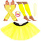 REDSTAR FANCY DRESS® Neon Tutu Skirt Leg Warmers Fishnet Gloves Necklace Beads and Neon Wrist Beads (8-12 UK, Yellow)
