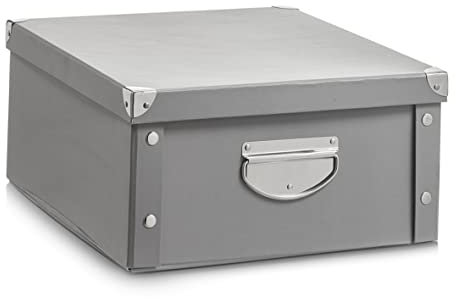 Zeller 17599 Aufbewahrungsbox, Pappe, grau, 40 x 33 x 17 cm